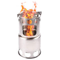 Portable Camping Stove Combo Wood Burning Stainless Steel Stove and Cooking Pot Set for Outdoor Backpacking Fishing Hiking